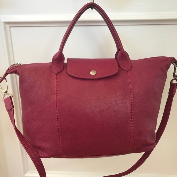Longchamp Leather Dark Red  Le Pliage Cuir  bag - Picture 1 of 10